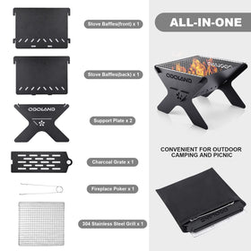 Odoland fire pit grill with carry bag for quick transport.