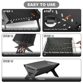 Odoland fire screen protects against sparks during evening fires.