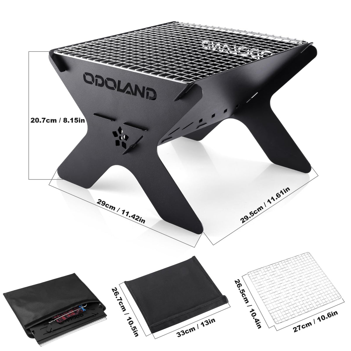 Odoland stainless steel grill 304 durable surface for even cooking.