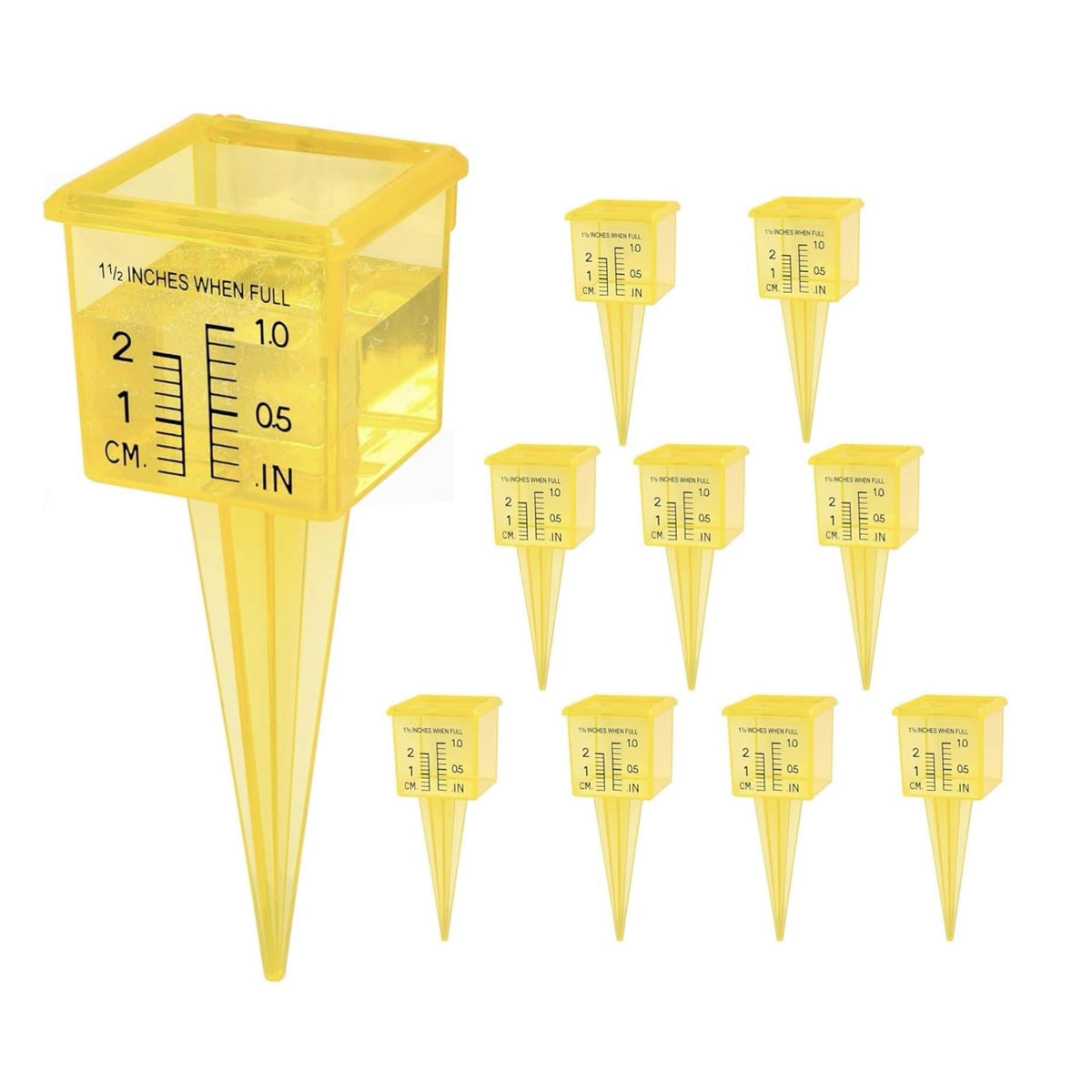 ODOME rain gauge with wide mouth in yellow for easy outdoor readings.