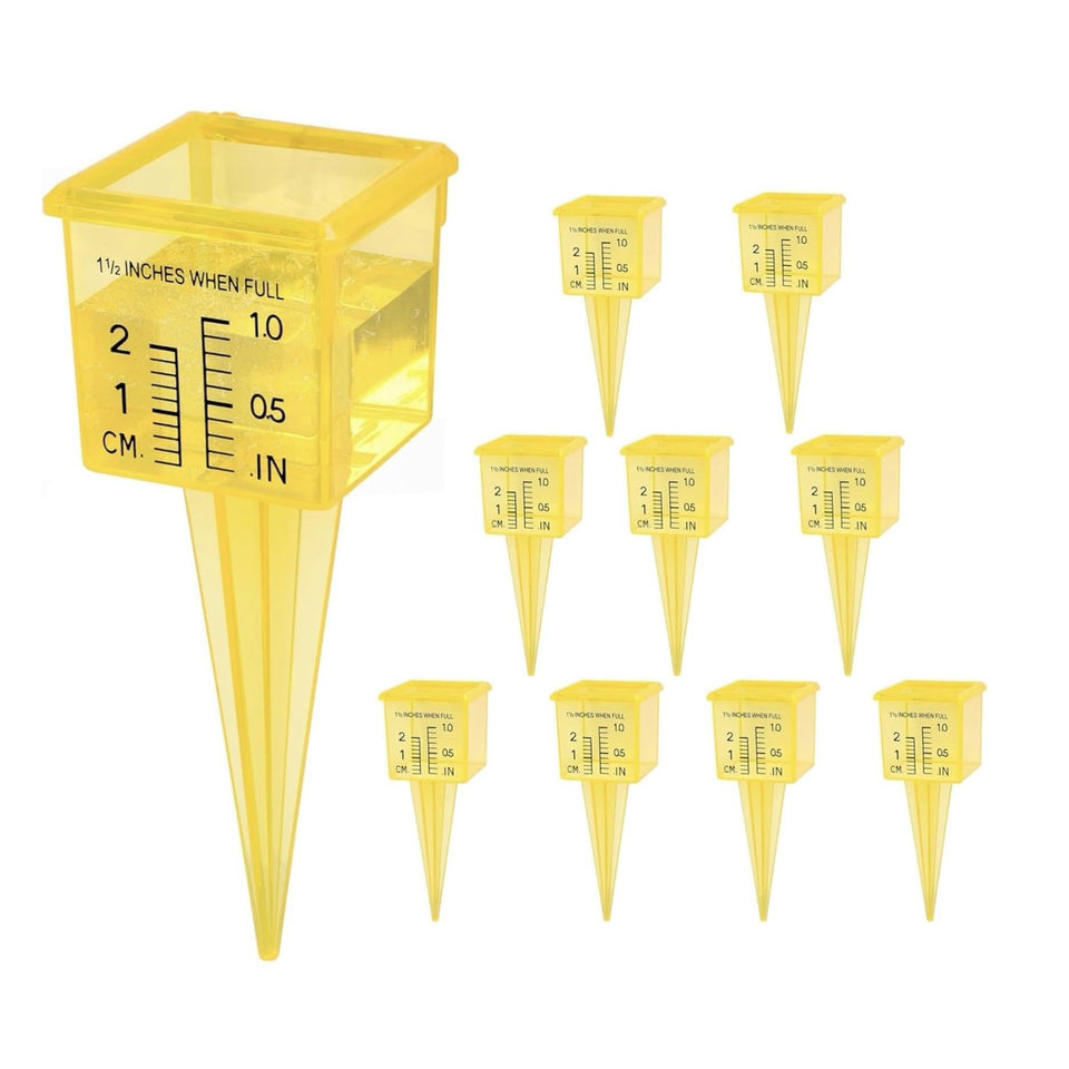 ODOME rain gauge with wide mouth in yellow for easy outdoor readings.