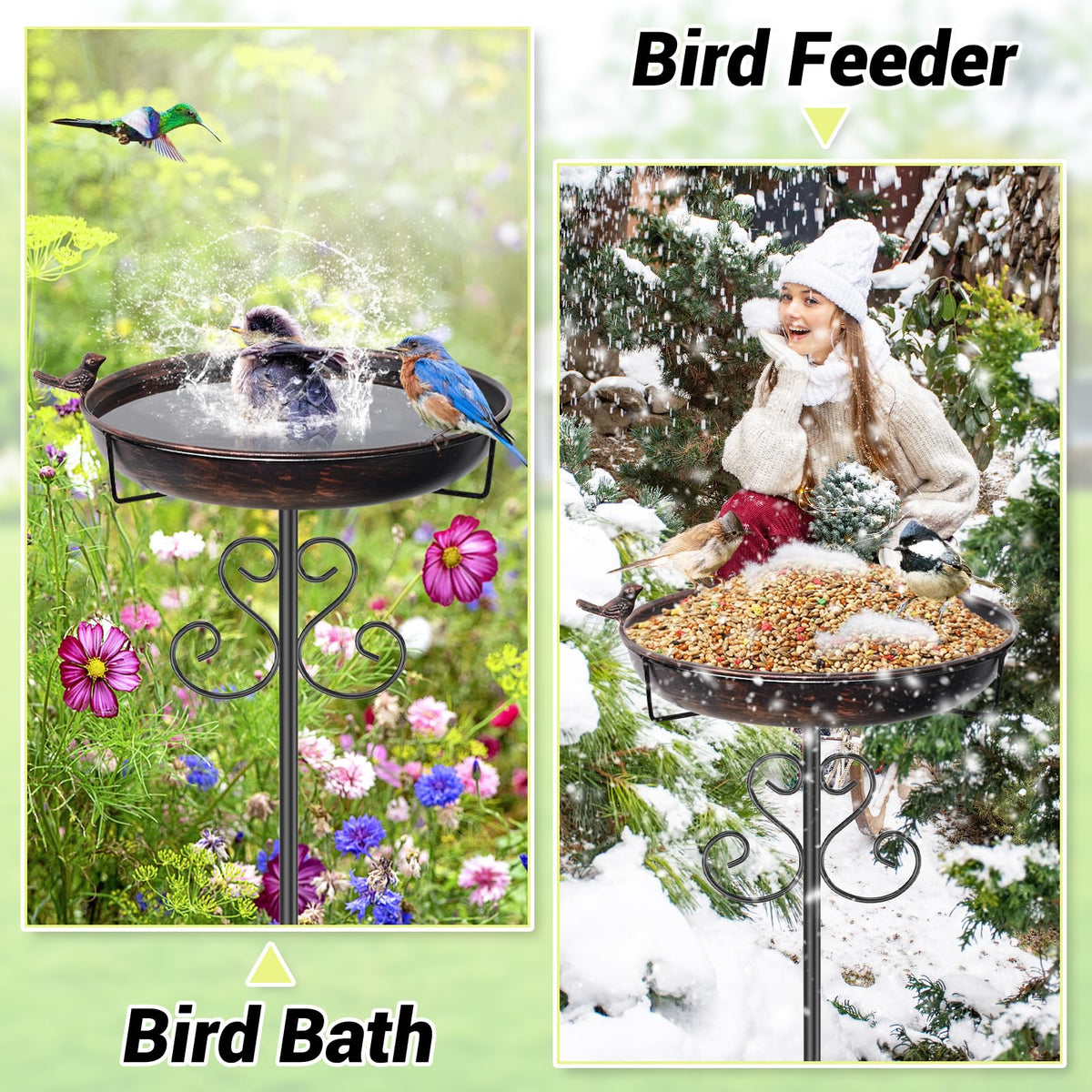 ODSNANIE 40.5 inch tall bird bath fits spacious yards and patios