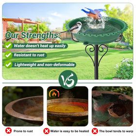 ODSNANIE 5-prong base keeps the bird bath steady in wind.