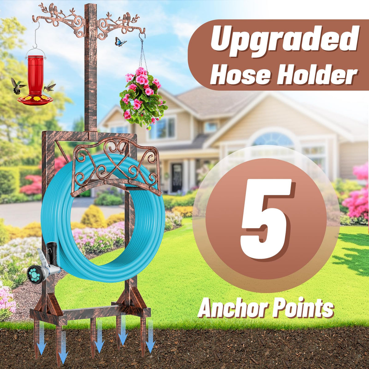 ODSNANIE front-yard hose storage highlights convenient placement and easy reach
