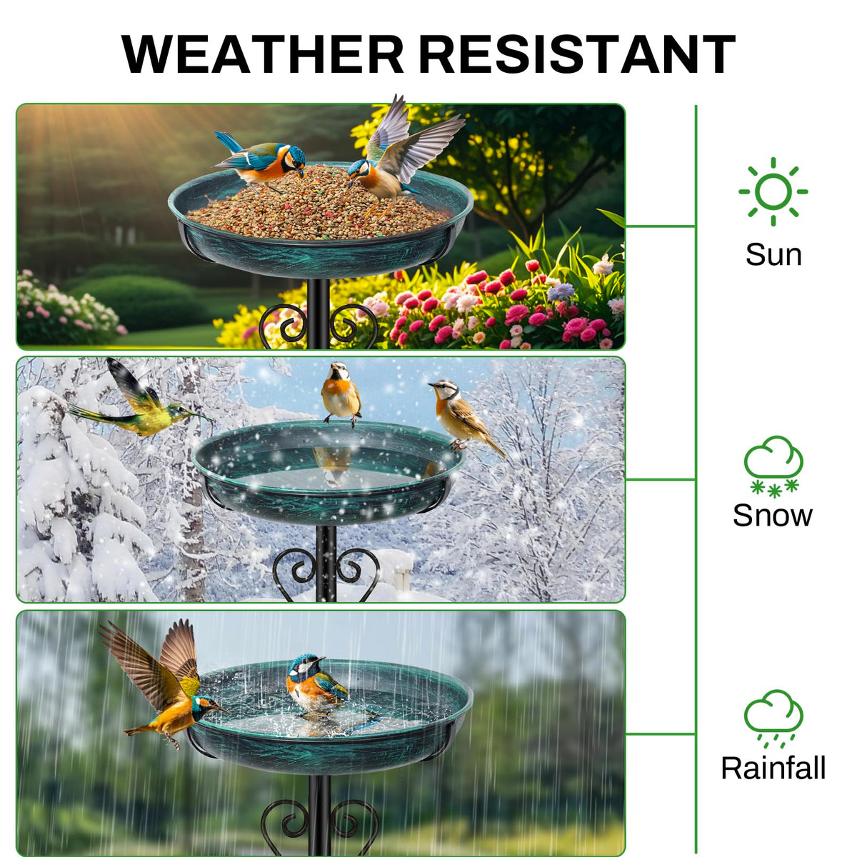 ODSNANIE durable, coated iron frame endures weather while staying visually appealing.