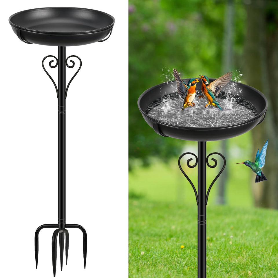 ODSNANIE metal bird bath with upgraded base for stable outdoor use.
