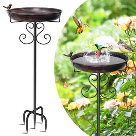ODSNANIE metal bird bath in vintage bronze enhances outdoor garden ambiance