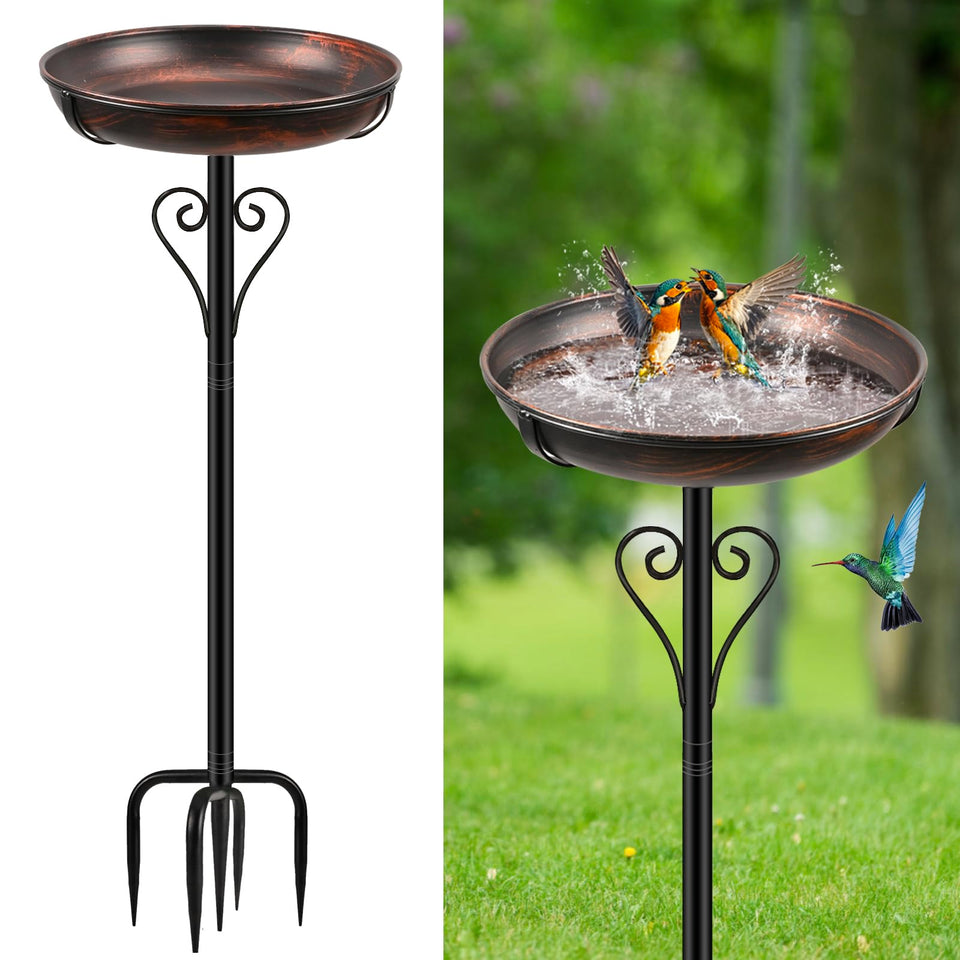 ODSNANIE metal bird bath in vintage bronze in outdoor setting to enhance garden ambience