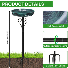 ODSNANIE sturdy iron stake keeps the bath securely in place for lawns and gardens.