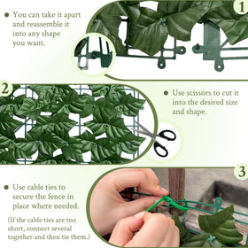 ODTORY artificial ivy assembly on fence – easy modular installation.