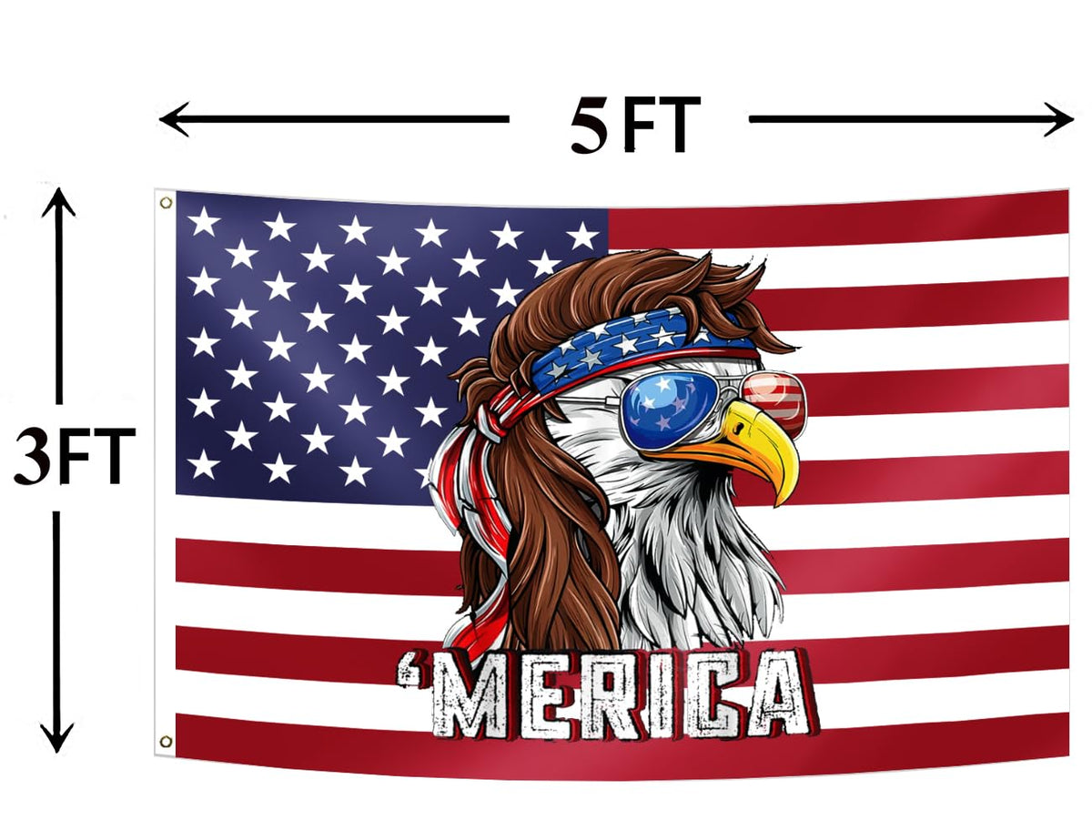 OEIDABXU Eagle Merica flag back with reversed words for readability