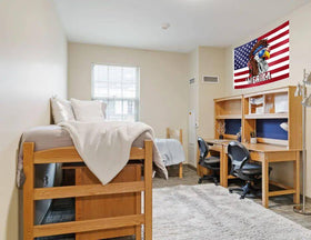 Fade-proof fabric on OEIDABXU Eagle Merica flag outdoors