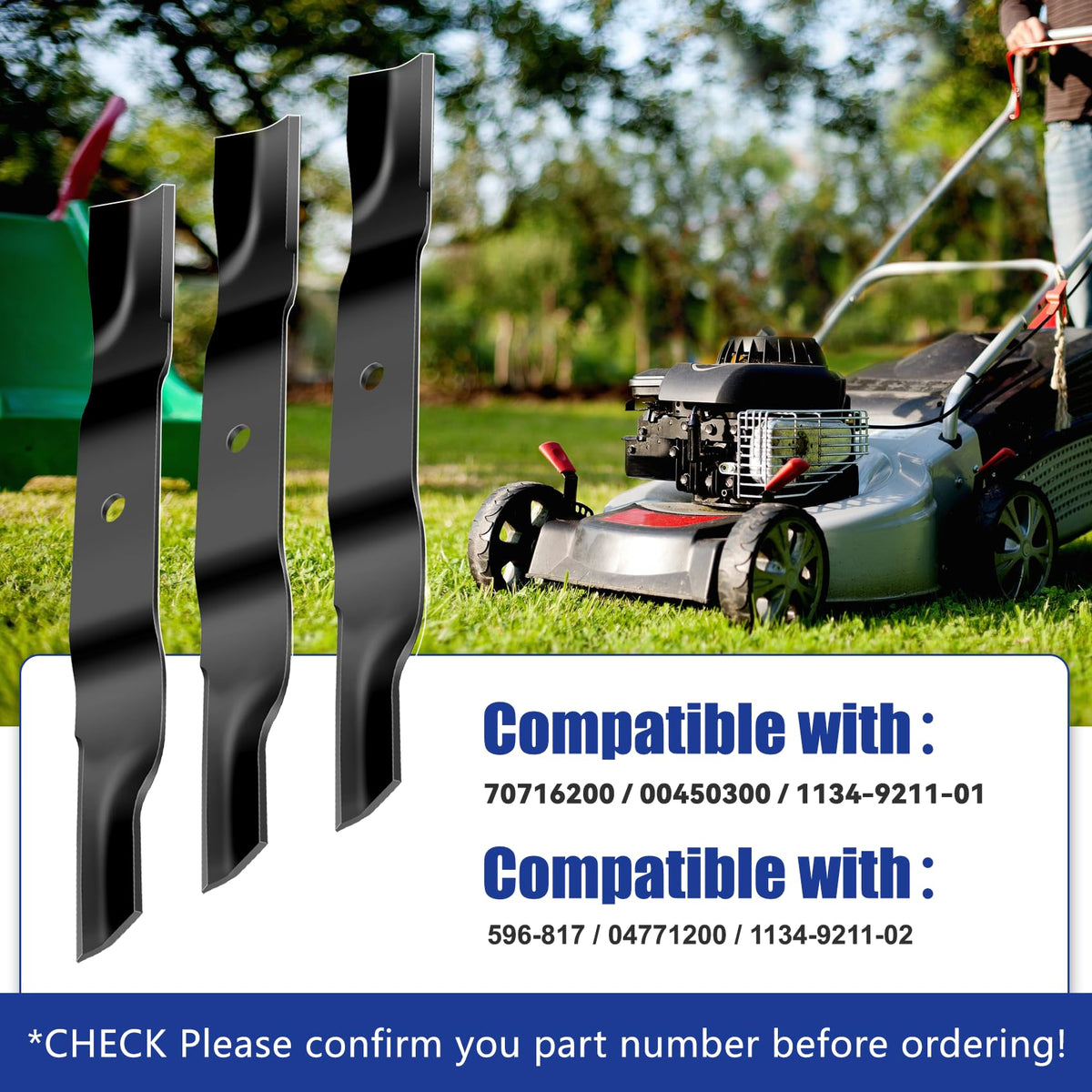 OEM Upgrade 04771200 18-inch blade powder-coated finish resists wear during mowing