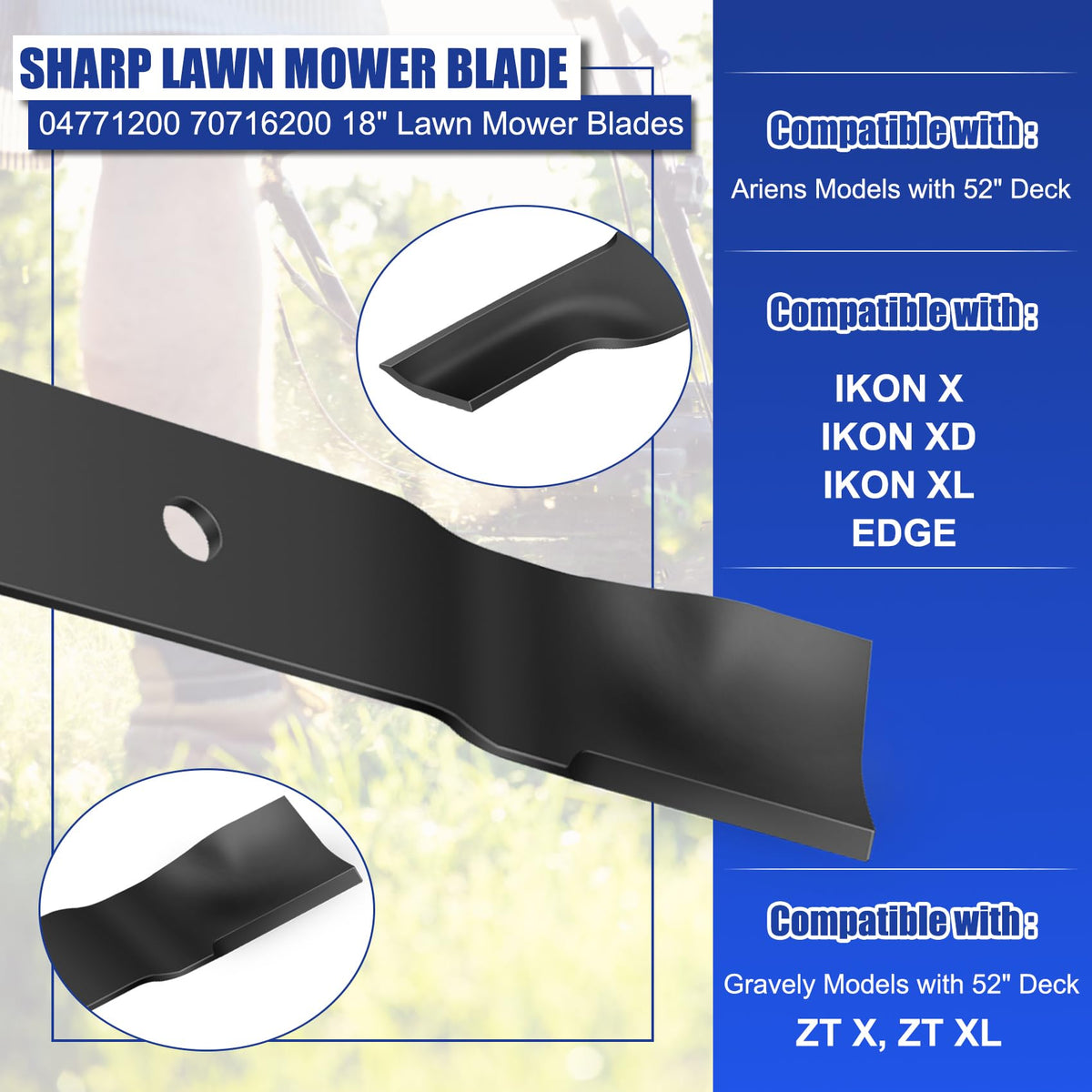 OEM Upgrade 04771200 18-inch blade spiral ends ease mowing action