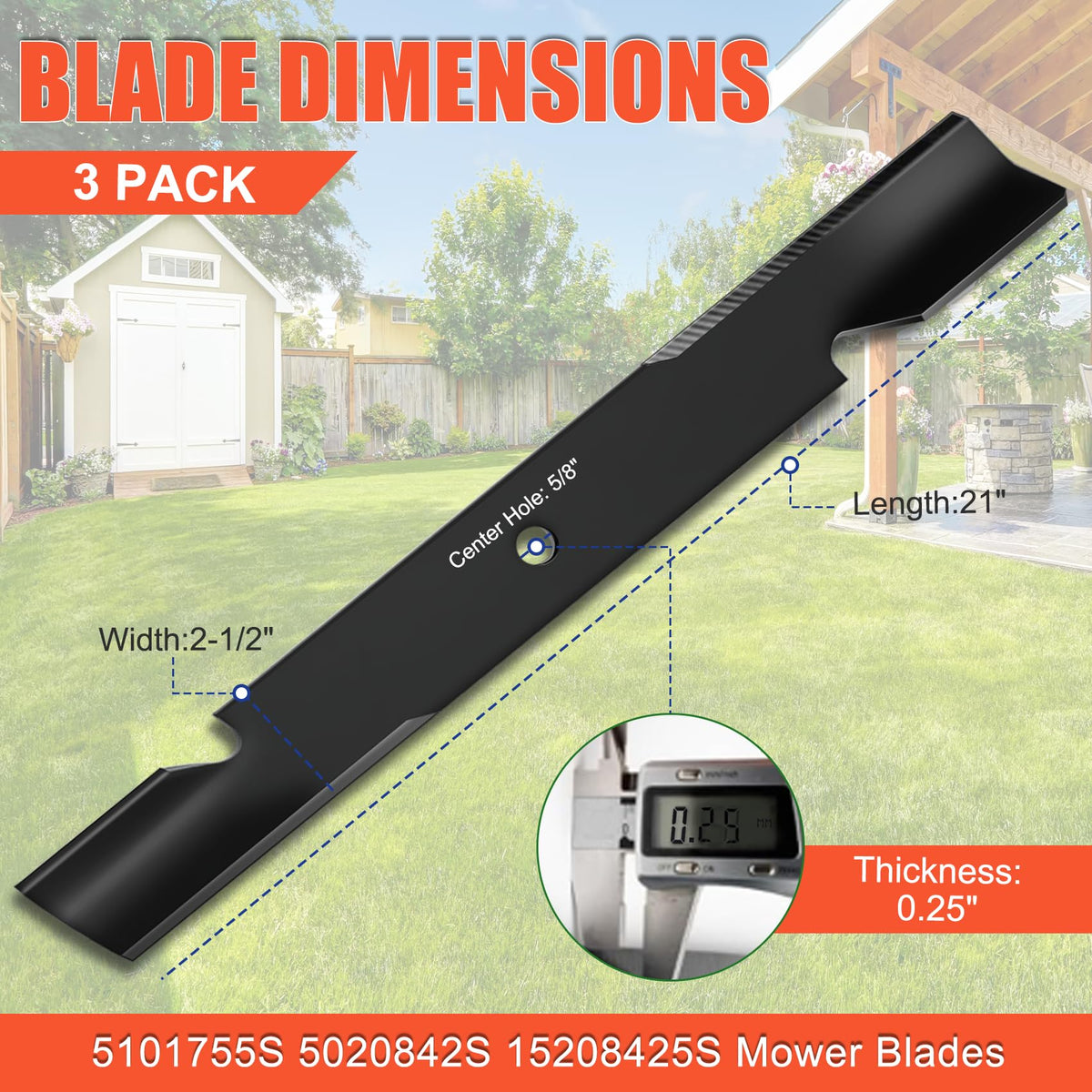 OEM Upgrade 5101755S blade side view shows reinforced edge for demanding mowing