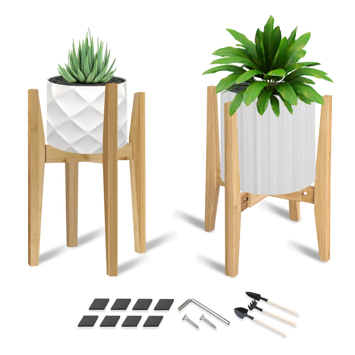 OERGKE bamboo plant stand corner display for 8–12 inch pots in the living room.