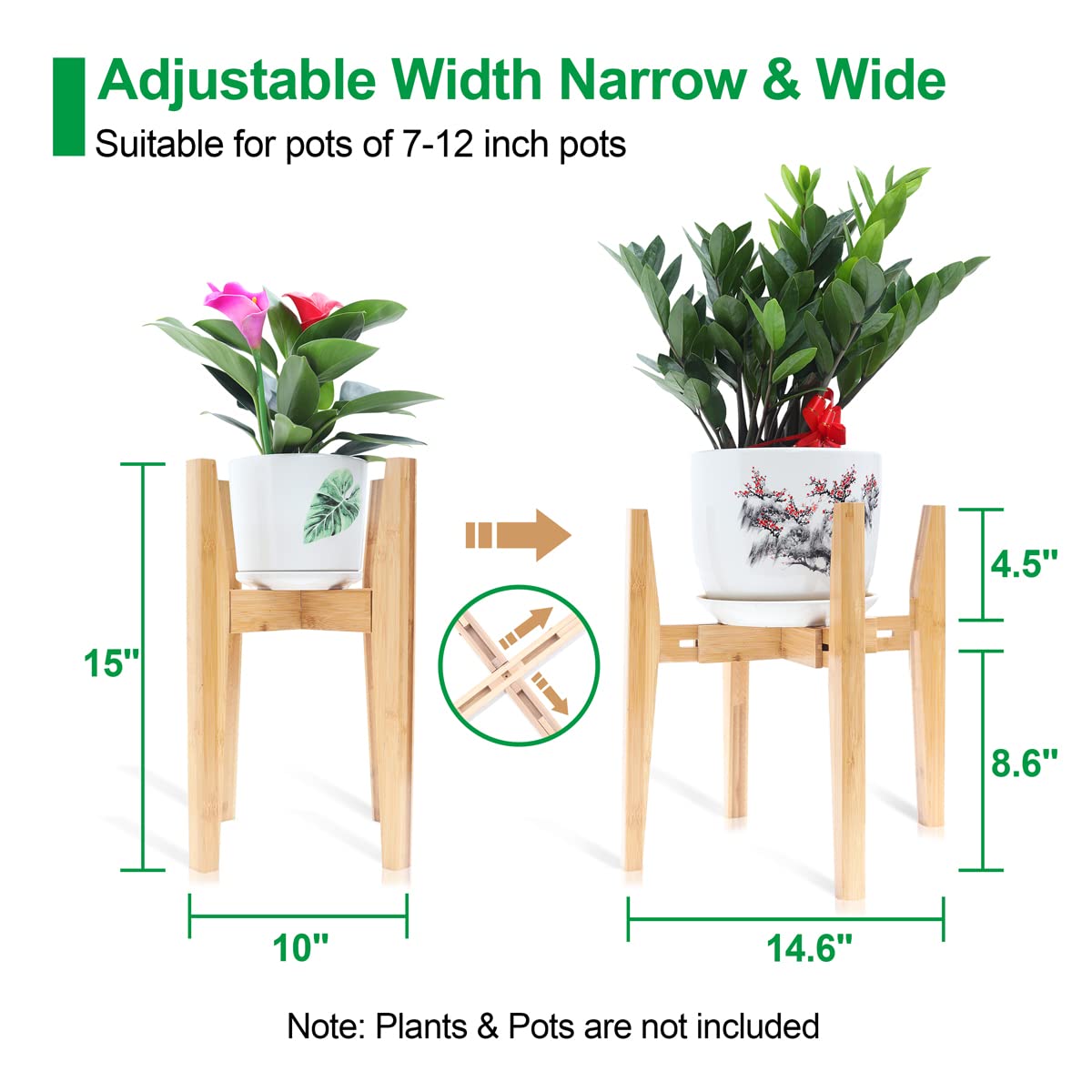 OERGKE bamboo plant stand with mid-century style enhances plant display.