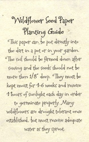 Of The Earth seed paper ready to plant and grow a wildflower garden.