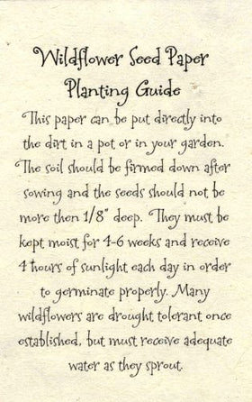 Of The Earth seed paper ready to plant and grow a wildflower garden.
