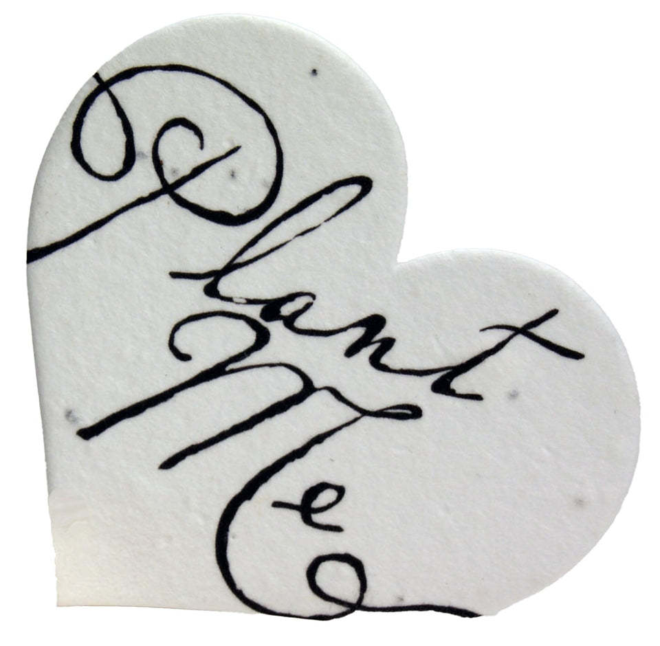 Of The Earth seed paper heart tag with wildflower seeds ready to plant