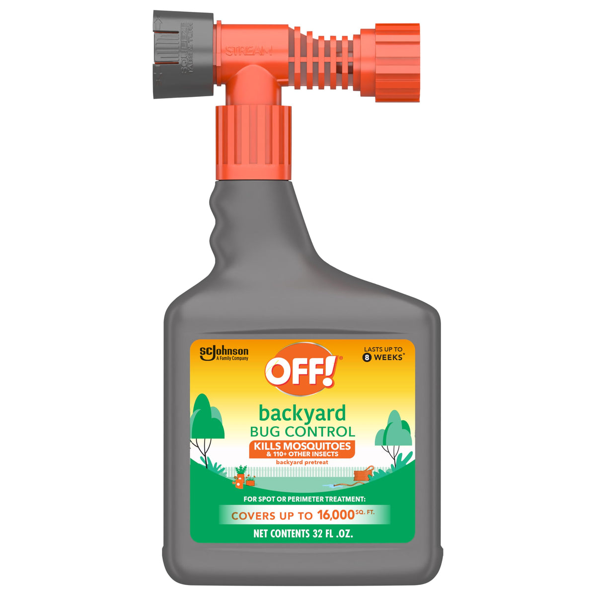 OFF! Backyard Bug Control bottle close-up for long-lasting outdoor protection.