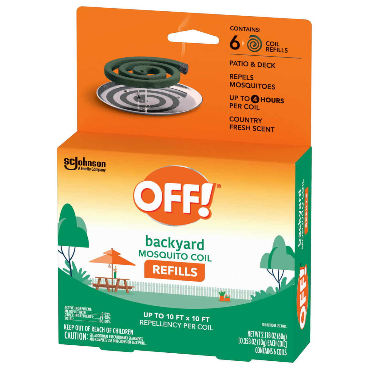OFF! coil burning outdoors demonstrates scent and area coverage in real-world conditions
