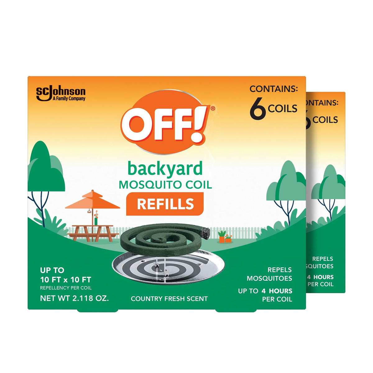 OFF! mosquito coil refill pack front view offering protection for outdoor patios