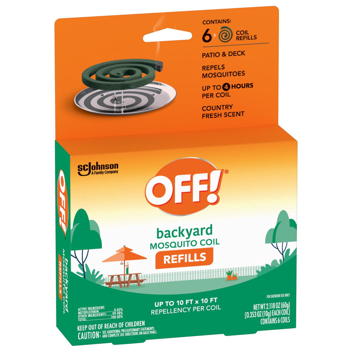 OFF! refill on patio table suggests quick setup for casual backyard moments