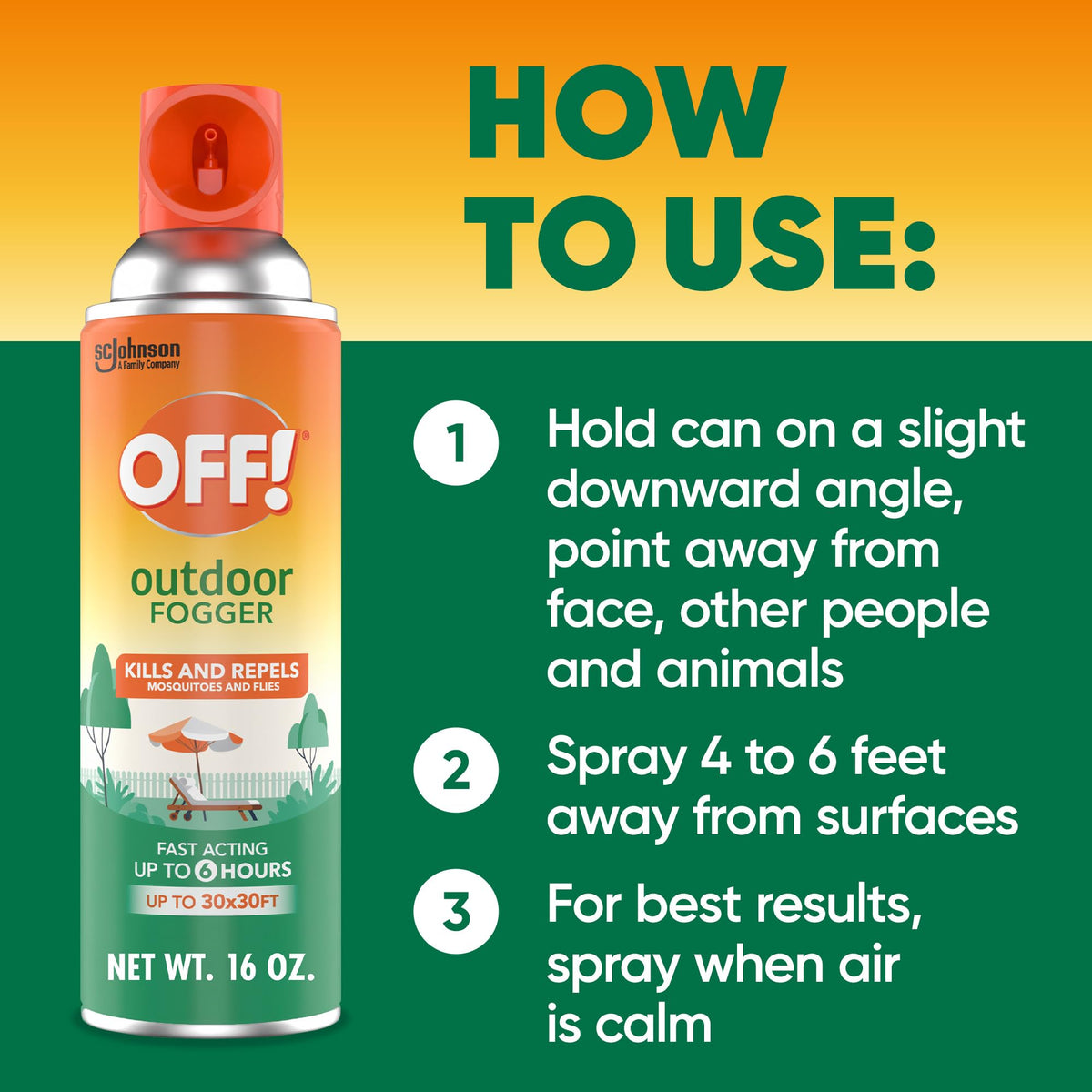 OFF! Outdoor fogger demonstrates coverage up to 900 sq ft in the yard.