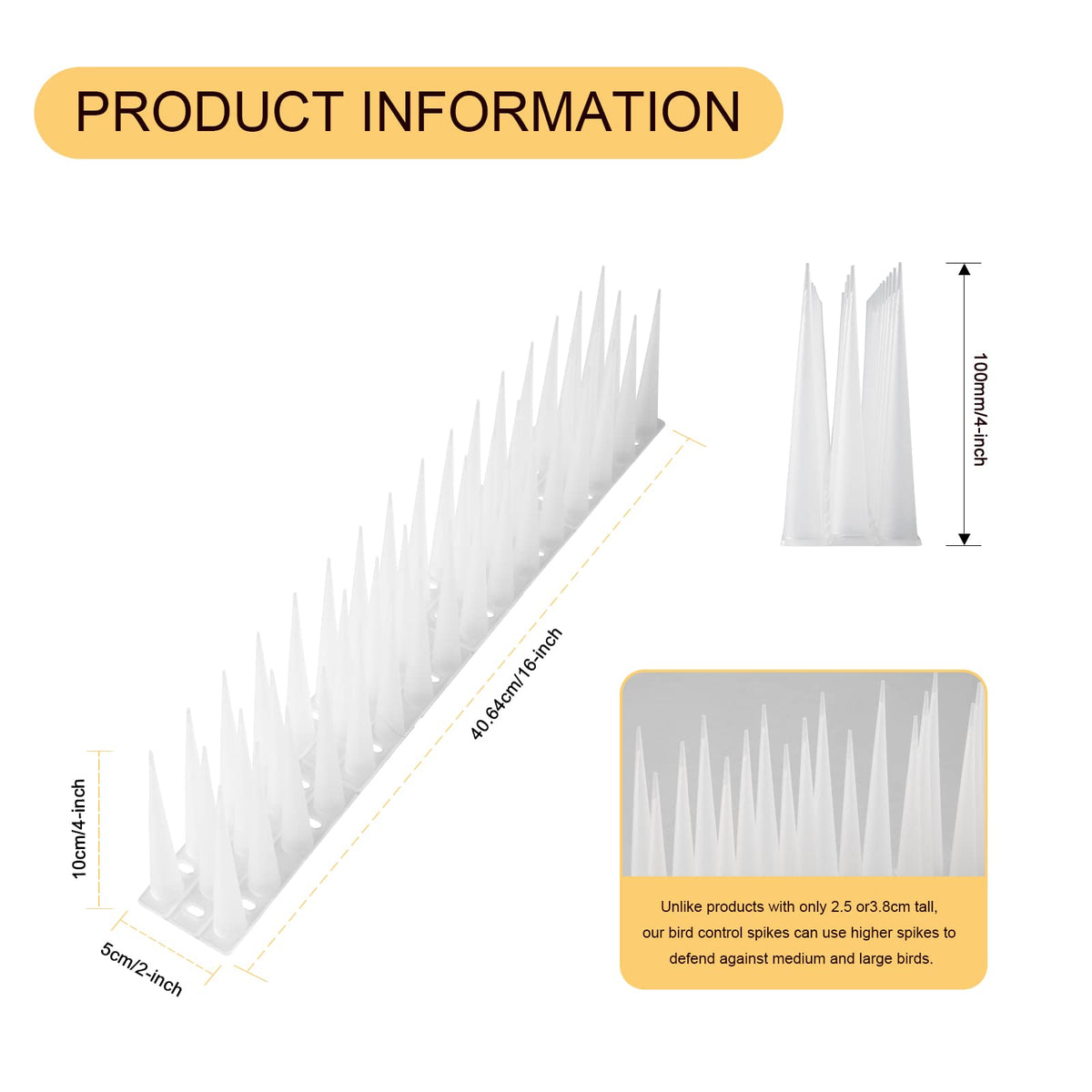 OFFO 4-inch wide spikes cover wider sills for flexible placement