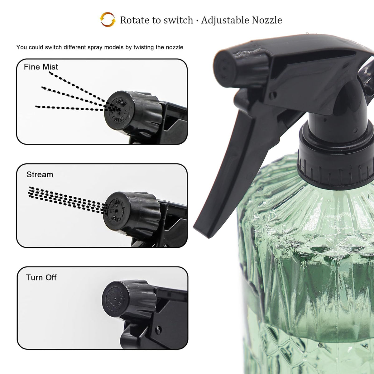 OFFIDIX adjustable nozzle enables mist or stream for different tasks