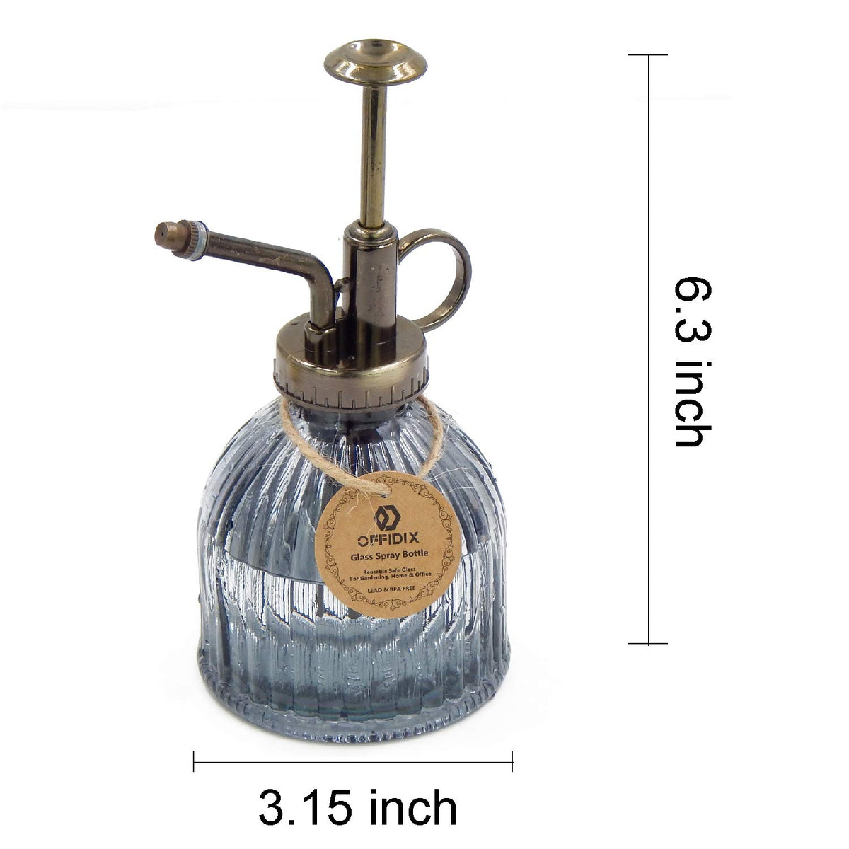 OFFIDIX Plant Mister bronze top pump delivers smooth mist for delicate foliage.