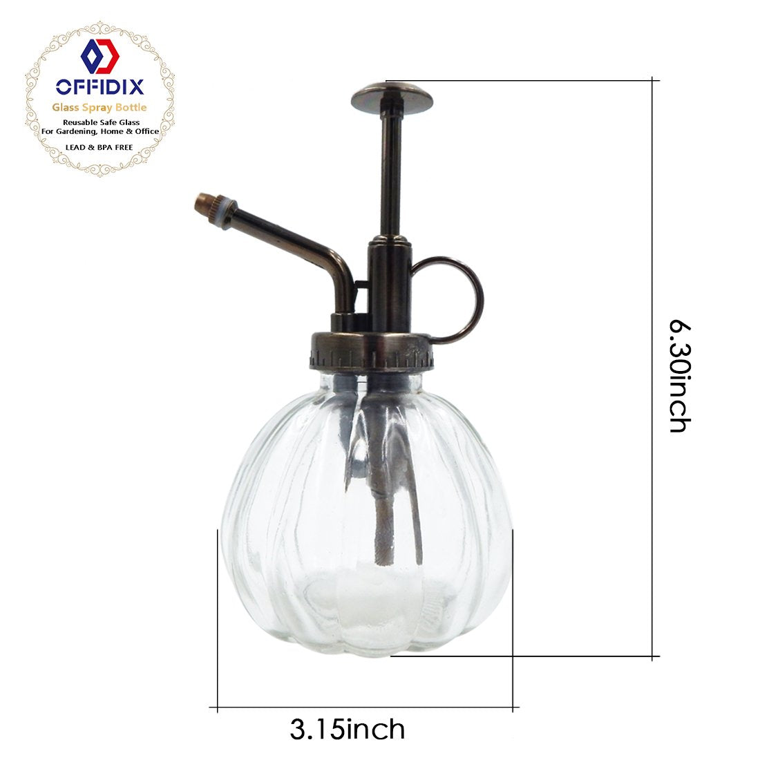 OFFIDIX vintage bronze top pump for precise, single-handed plant misting.
