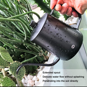OFFIDIX watering can pours precisely to reach soil with minimal spills