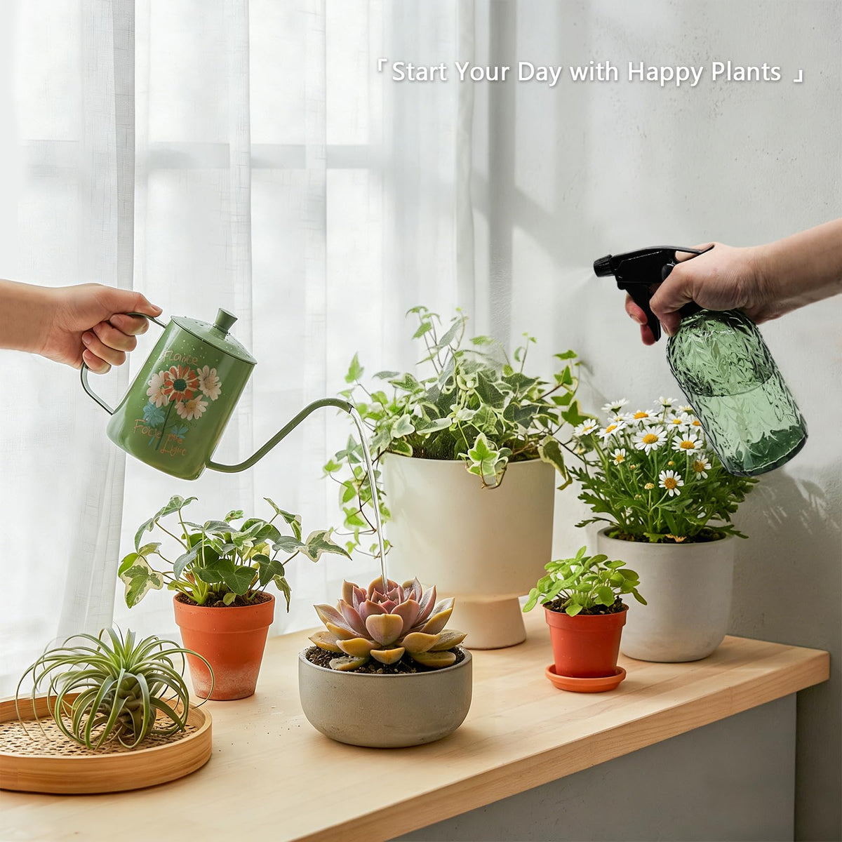 OFFIDIX stainless steel watering can with floral design adds durability and style