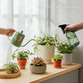 OFFIDIX stainless steel watering can with floral design adds durability and style