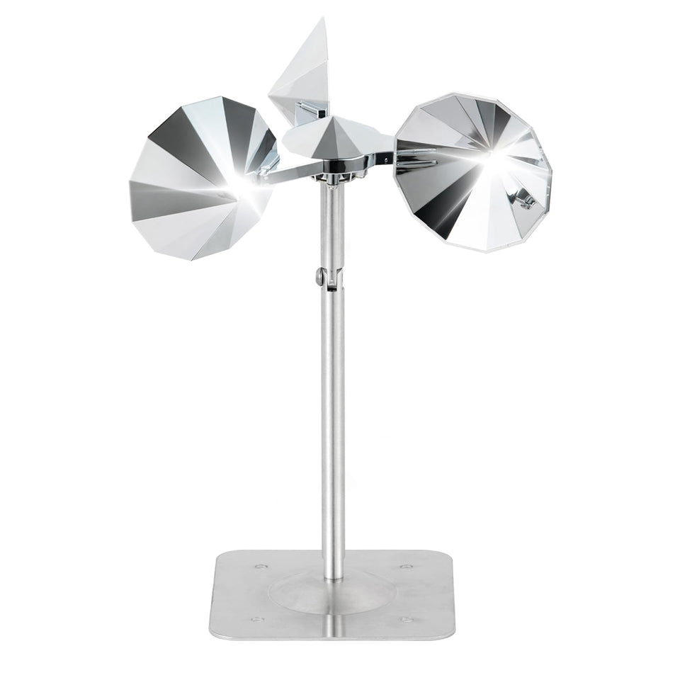 OFFO Bird Scare Device front view deterring birds with reflective blades.