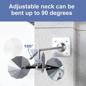 OFFO bird scare device rotating neck allows flexible installation.