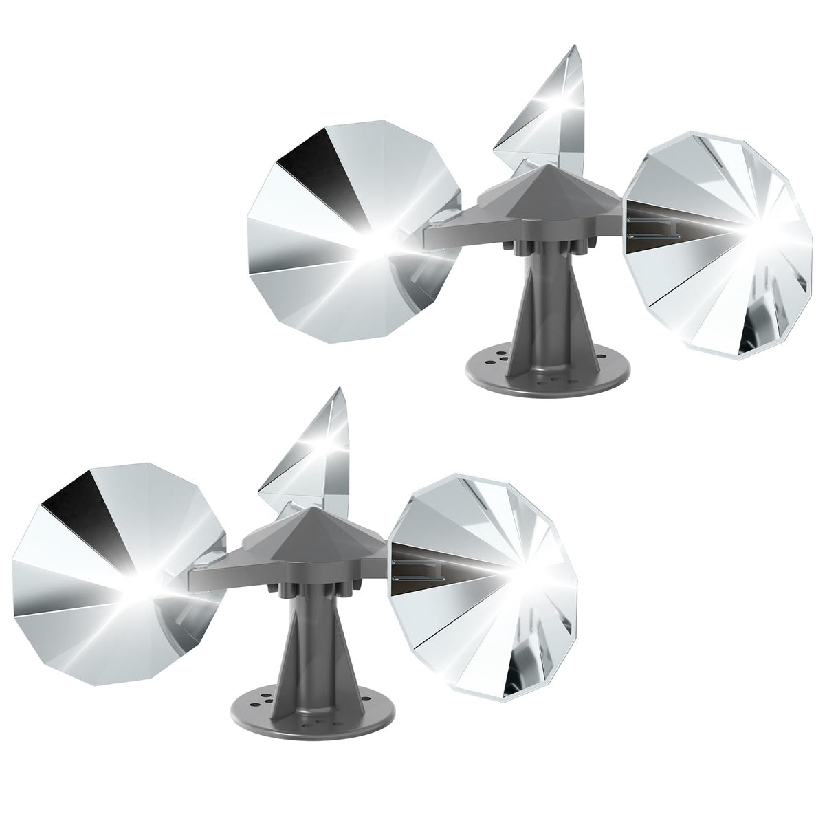 OFFO Bird Scare Reflector front blades deter birds around outdoor spaces.