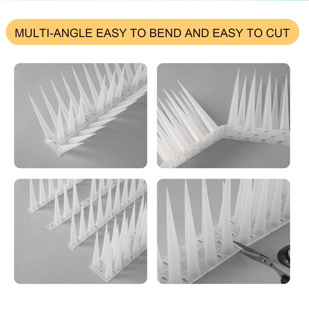 OFFO Bird Spikes bendable base, easy to cut to fit any area.