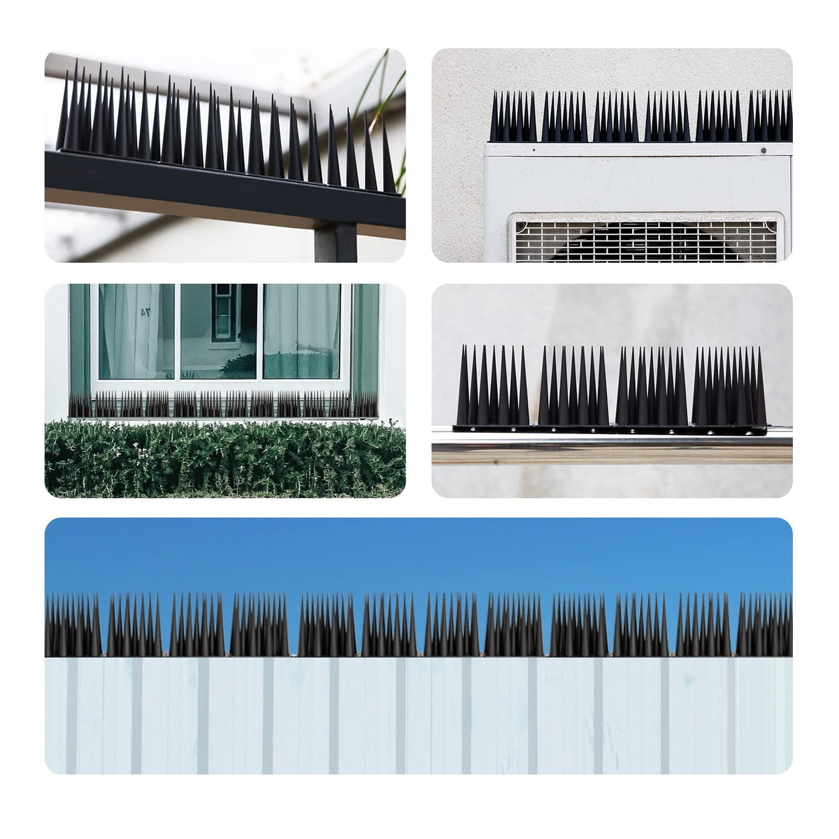 OFFO Bird Spikes in black blend with building aesthetics.