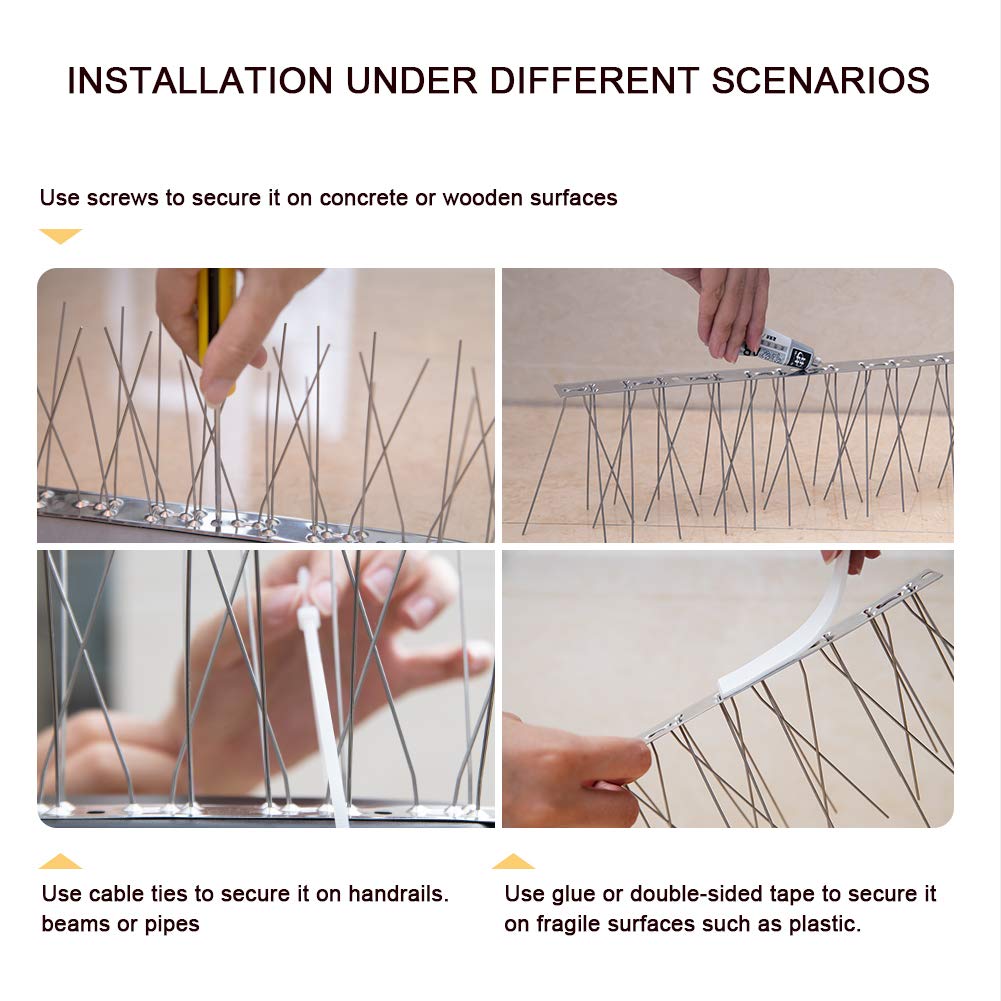 OFFO Bird Spikes bright surfaces reflect sunlight to deter perching