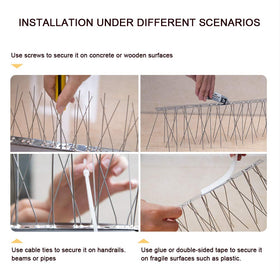 OFFO Bird Spikes bright surfaces reflect sunlight to deter perching