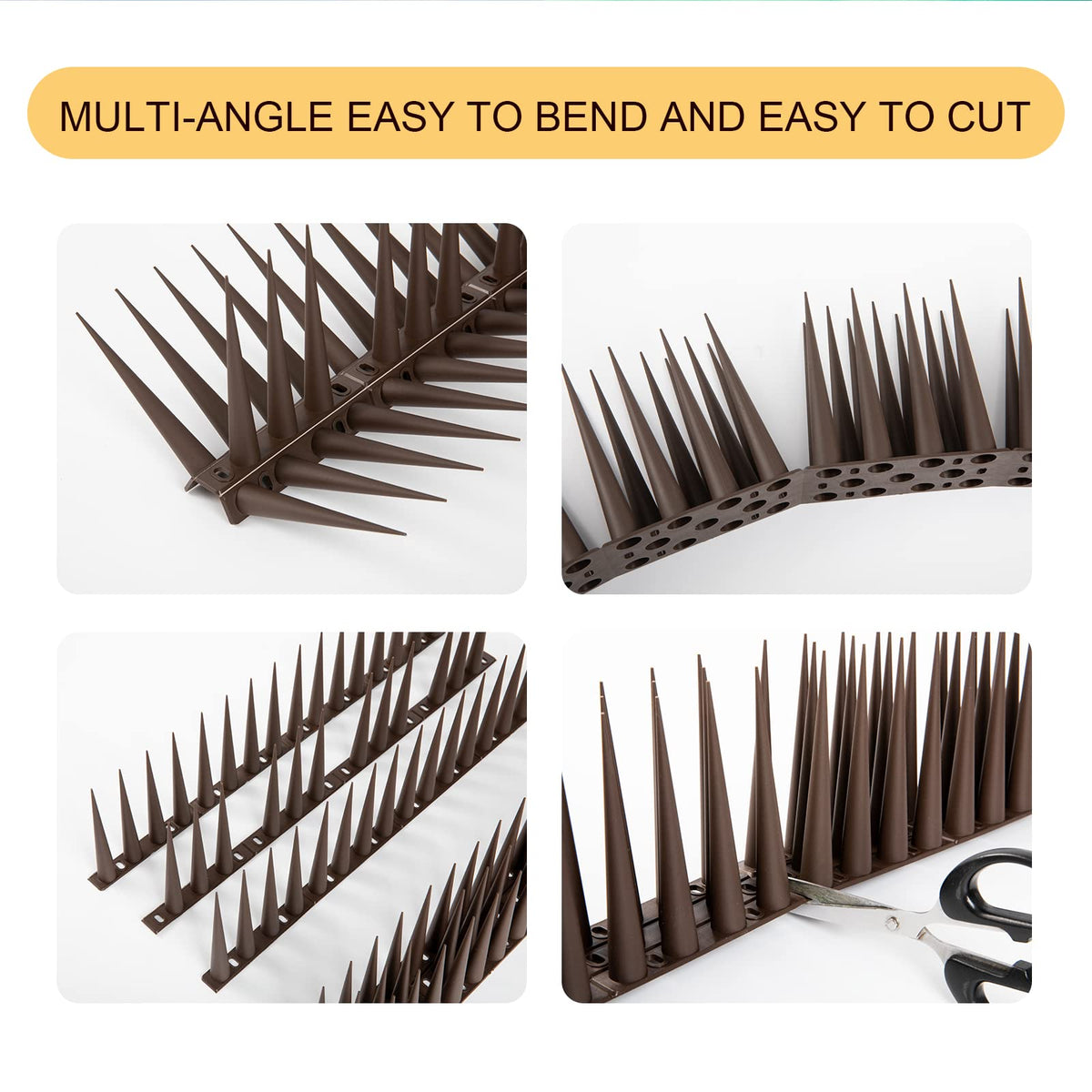 OFFO Bird Spikes cuttable base allows fitting irregular ledges.