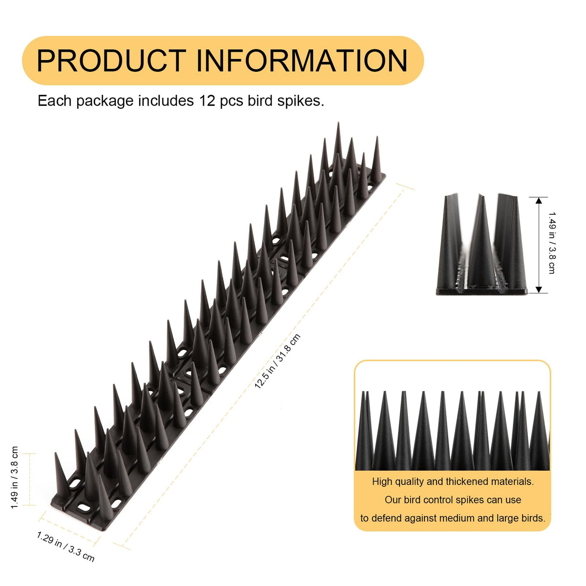 OFFO Bird Spikes dense wire rows prevent birds from settling on ledges