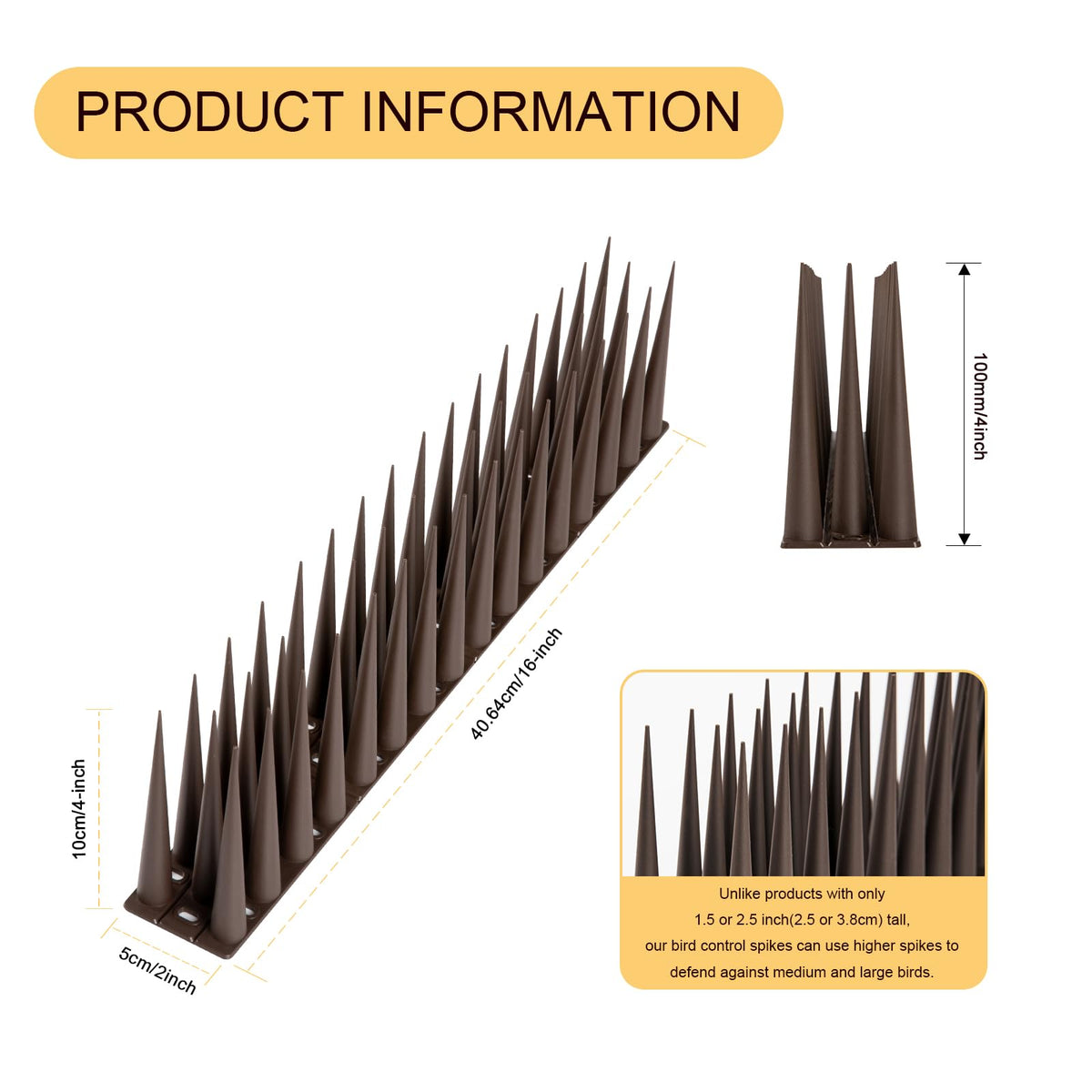 OFFO Bird Spikes durable PP construction withstands outdoor weather.