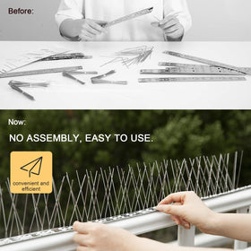 OFFO Bird Spikes on balcony rail help keep surfaces clean and clear from bird droppings.