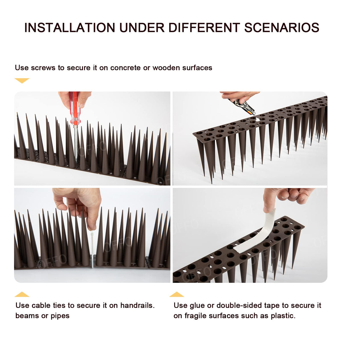 OFFO spikes designed for rain and wind resistance in all weathers.