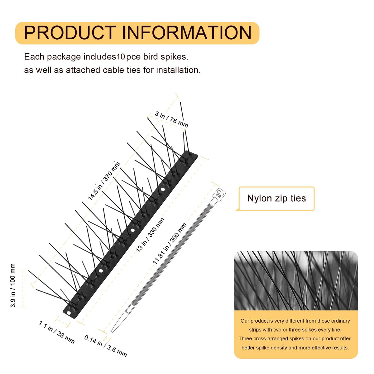 OFFO 304 stainless steel spikes endure harsh weather for lasting outdoor use.