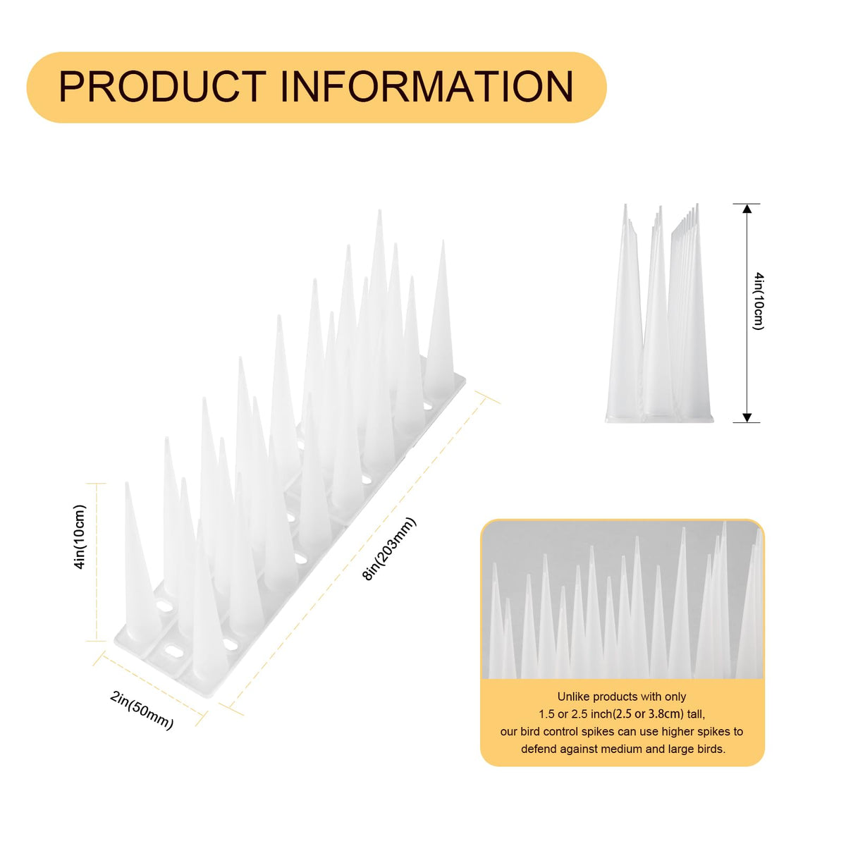 OFFO Bird Spikes weatherproof PP base ready for cold and heat